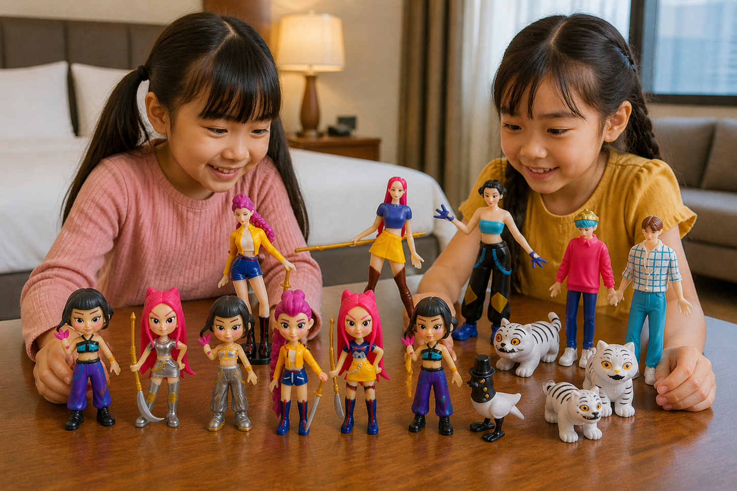 K-Pop Demon Hunters Toys and Doll Set- Set of 15 + ( 1 K-Pop Keychain Free)