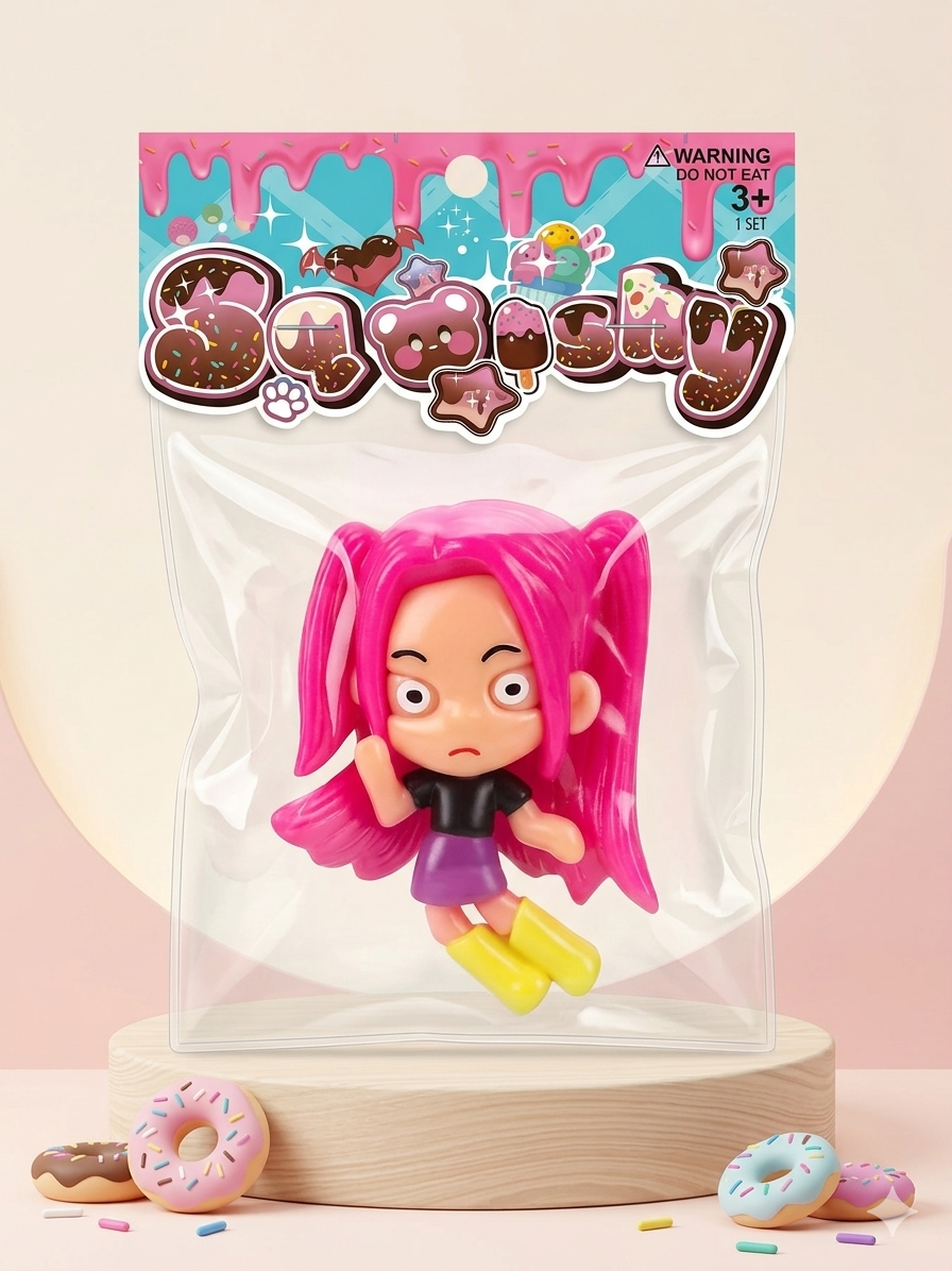 K-Pop Squeeze Toys – Cute Stress Relief Mini Dolls (Set of 3 + FREE Keychain)