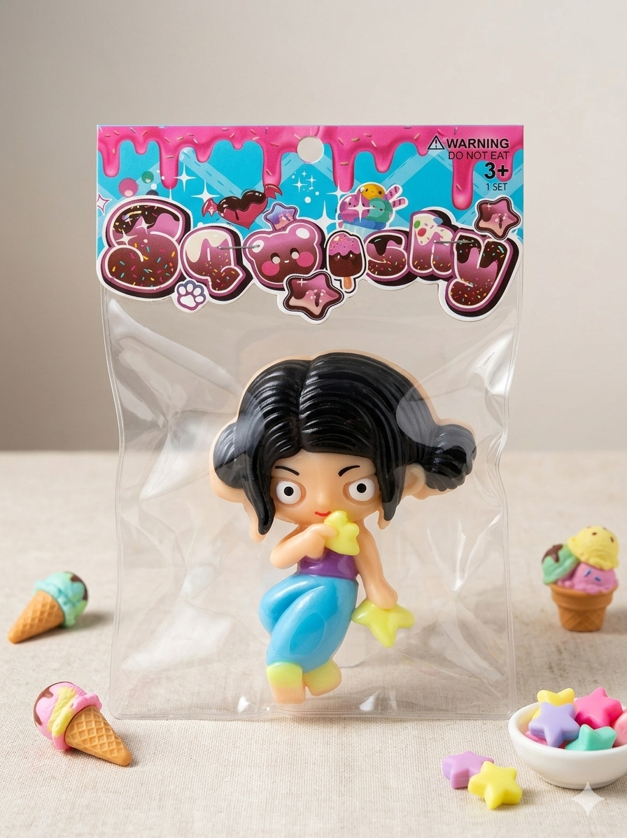 K-Pop Squeeze Toys – Cute Stress Relief Mini Dolls (Set of 3 + FREE Keychain)