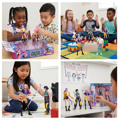 K-Pop Demon Hunters Up to 16 Cm Tall Action Figure Set (Pack of 4) - Kpop Demon Hunter Toys Set