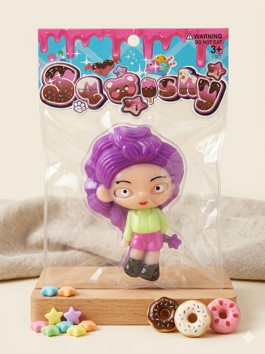 K-Pop Squeeze Toys – Cute Stress Relief Mini Dolls (Set of 3 + FREE Keychain)