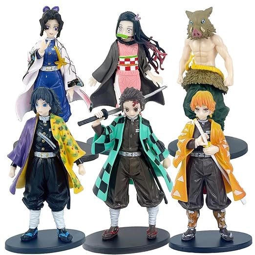 Demon Slayer 6pcs Character Set 15cm Action Figure Big Sized Toys For Kids