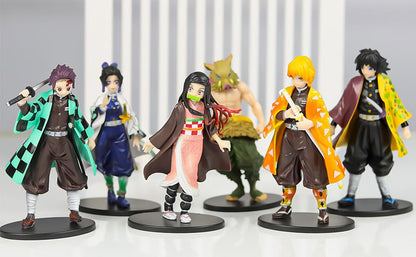 Demon Slayer 6pcs Character Set 15cm Action Figure Big Sized Toys For Kids