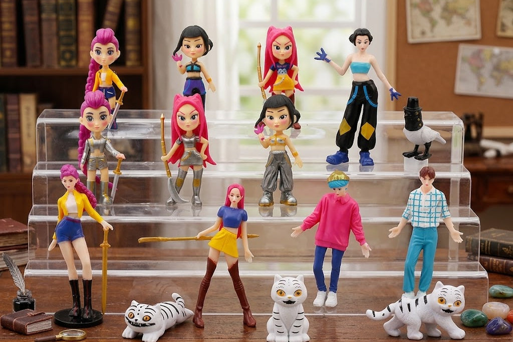 K-Pop Demon Hunters Toys and Doll Set- Set of 15 + ( 1 K-Pop Keychain Free)